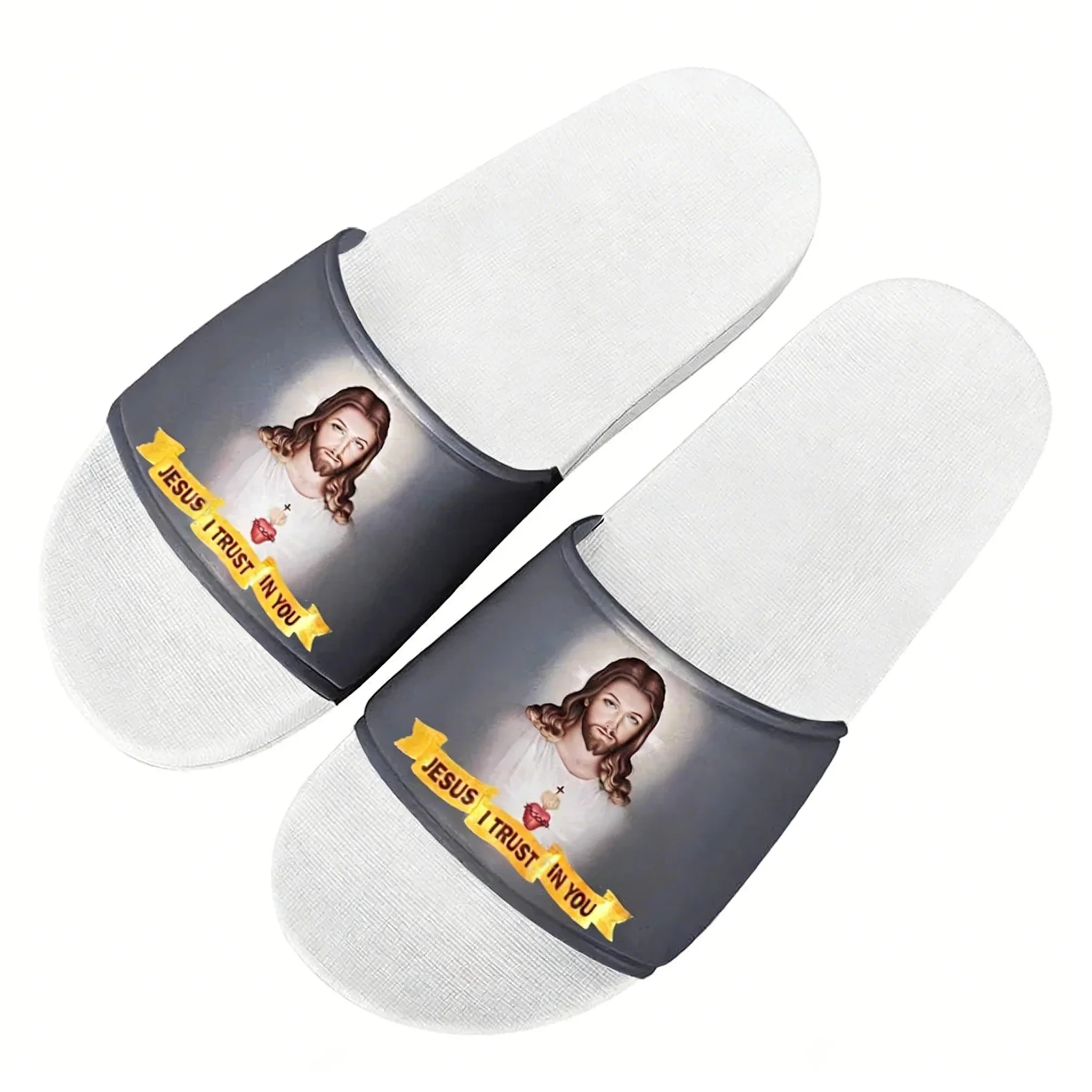 Home Outdoor Bathroom - Pantuflas con Estampado de Cruz Cristiana,