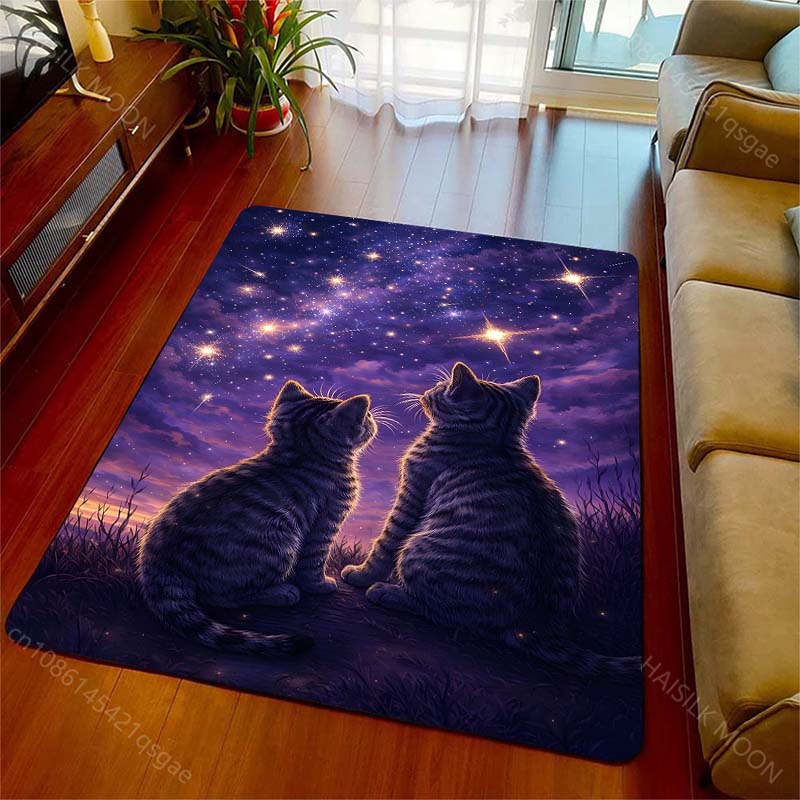 Home Bathroom With Two Toilets - Alfombra con estampado de dos gatos