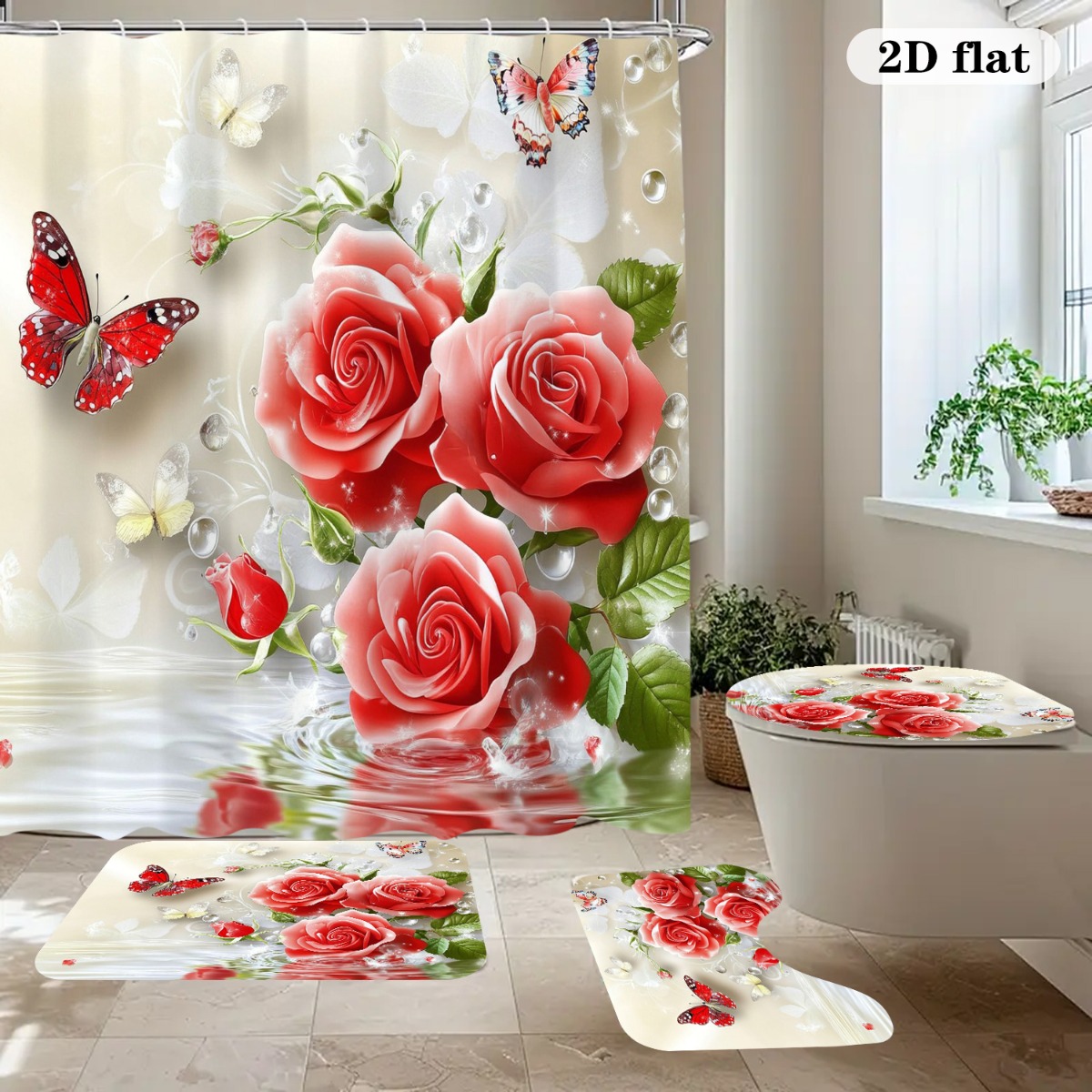Juego de Decoración de Baño 2D - Home Bathroom With Two Toilets reseña y precio